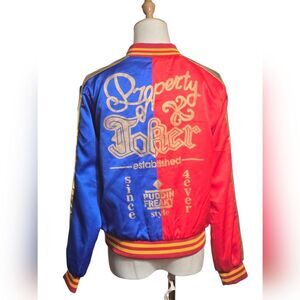 Harley Quinn Cosplay Costume Vibrant Red and Blue Satin Jacket